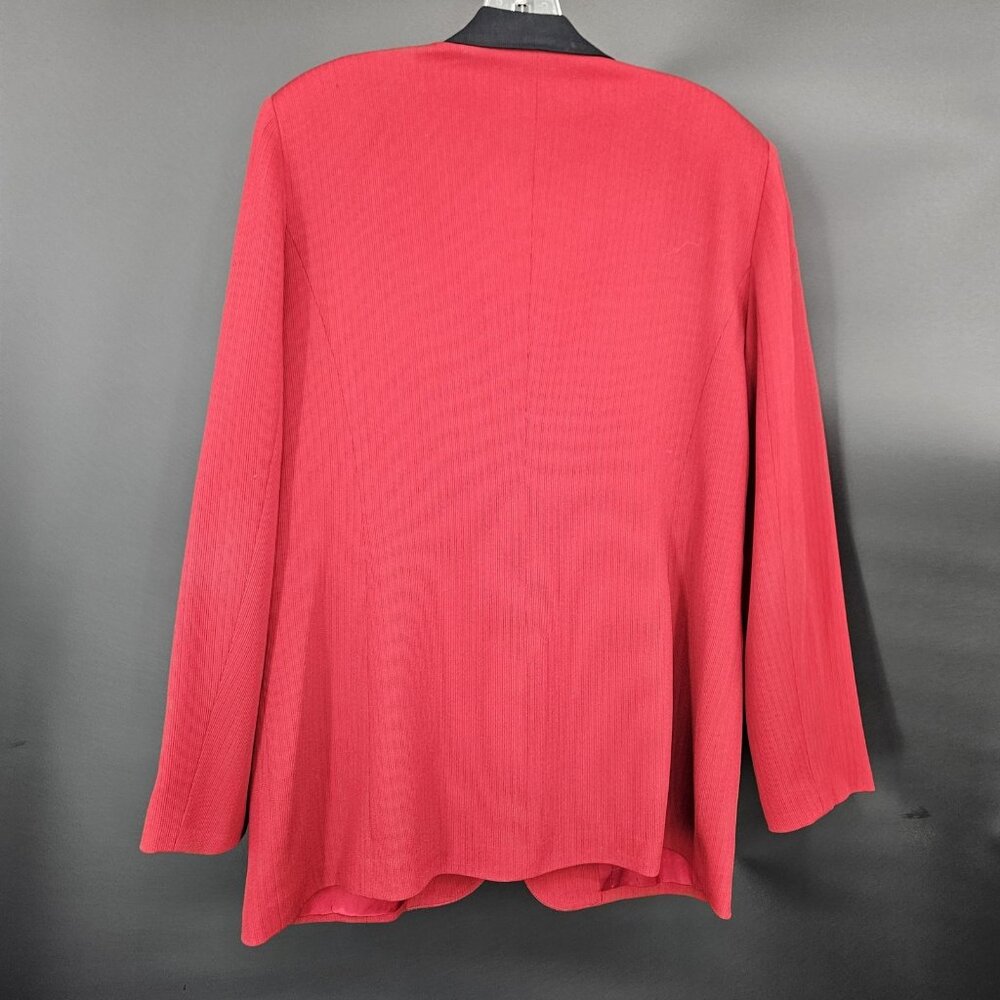 Garfield Marks Blazer Jacket Womens 12 Red Black Collar 4 Button Holiday USA - Picture 8 of 14